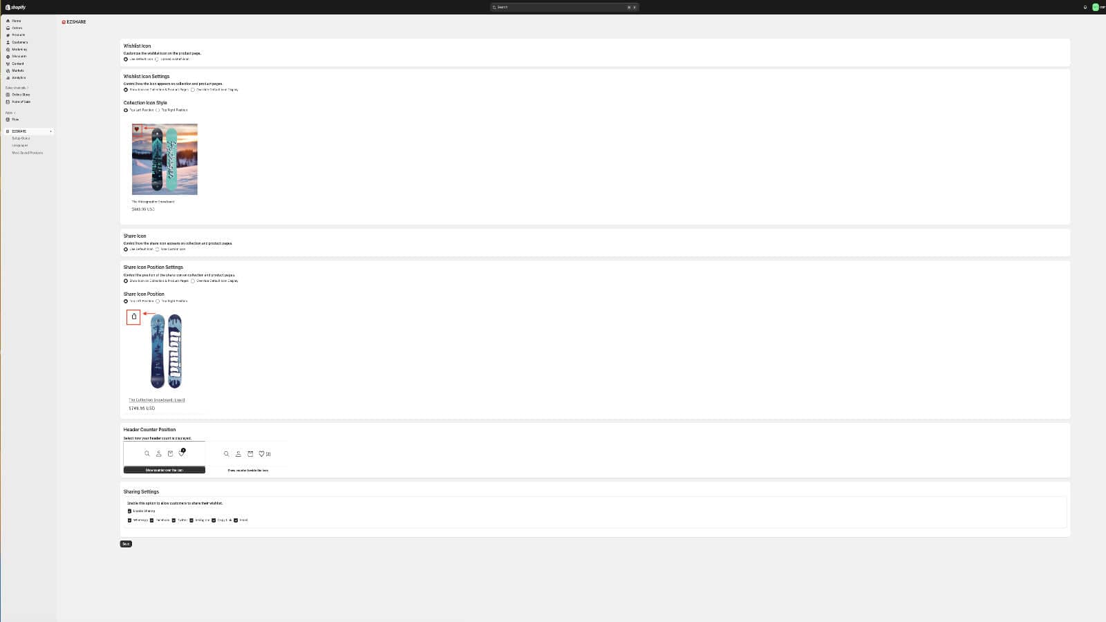 configuration for the app