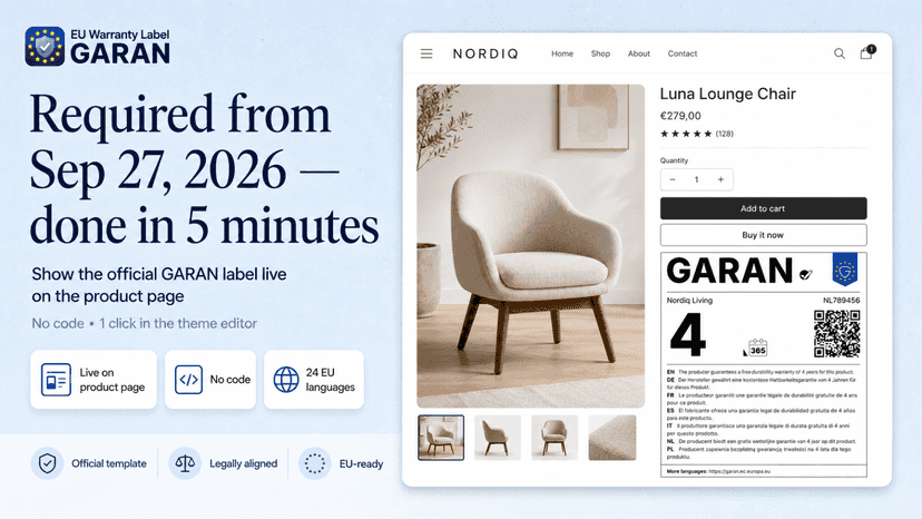 EU legal guarantee notice on a product page