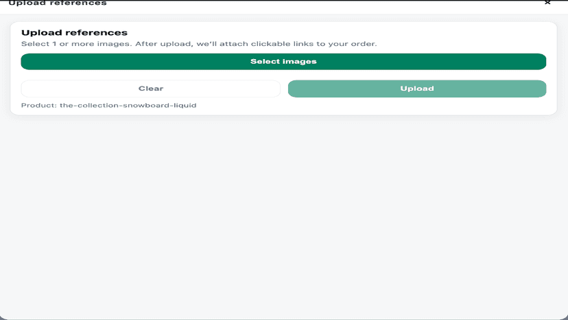 Upload required assets, images, or artwork to complete order.