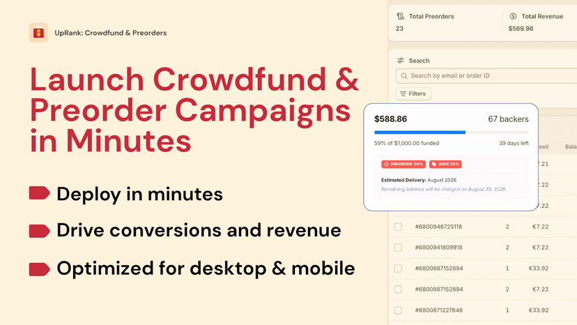 UpRank: Crowdfund & Preorders home screen