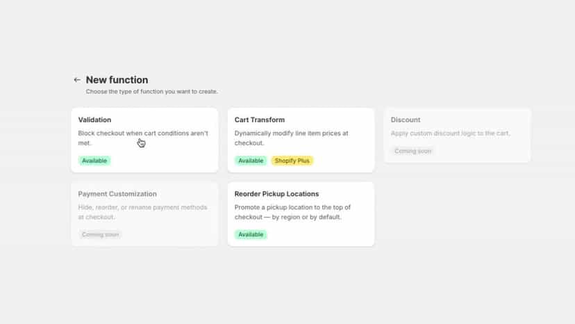 Dashboard showing options for new checkout functions