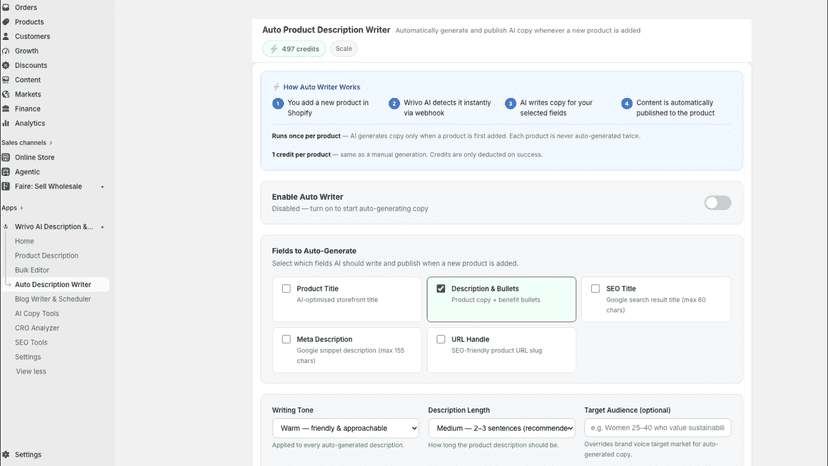 Auto description writer for new products