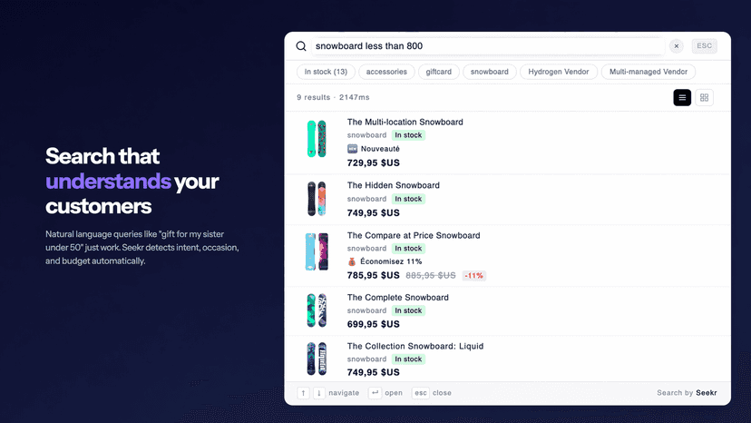 AI search app for Shopify with natural language search