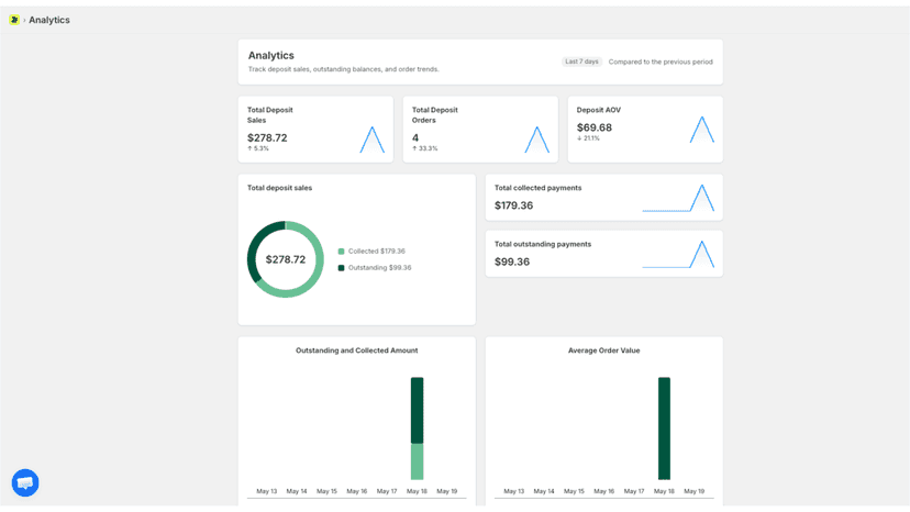 Track deposit orders and balances