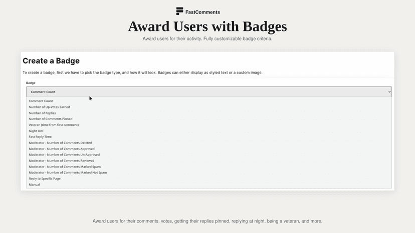 Award Users with Badges