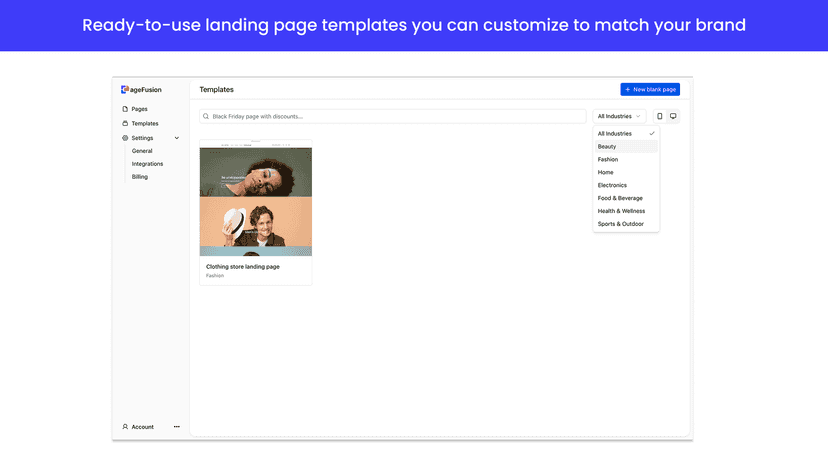 Ready-to-use landing page templates you can customize