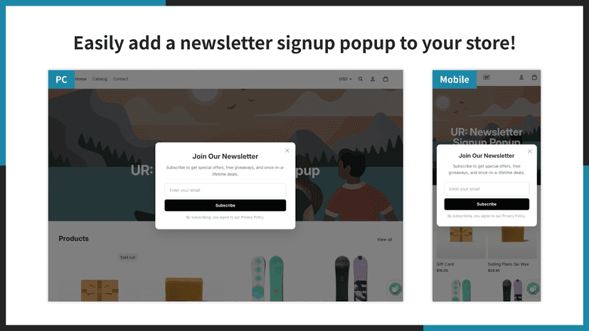 Easily add a newsletter signup popup to your store!