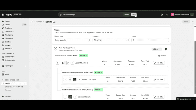 Editing funnel page