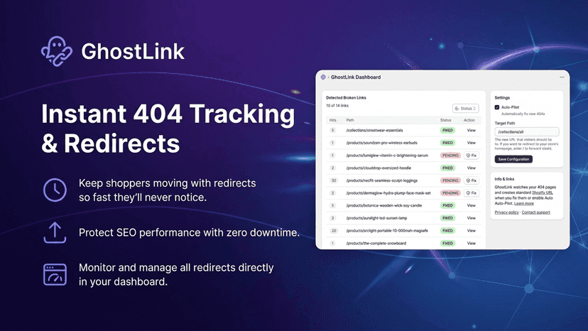 GhostLink - 404 auto redirects