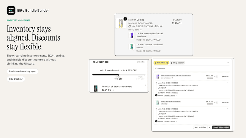 Bundle order with inventory sync and tiered discount UI