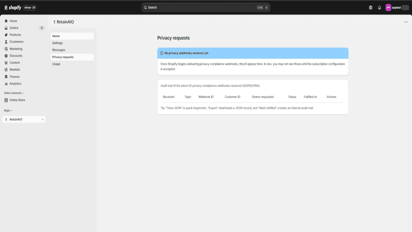 Handle GDPR and customer privacy requests inside Shopify