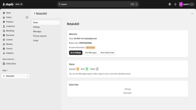 Automated AI-powered retention emails inside Shopify