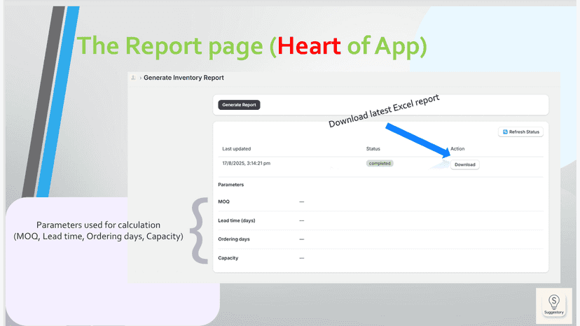 Screenshot of the main page of the App