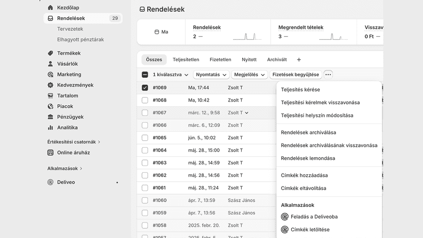 Deliveo on your dashboard