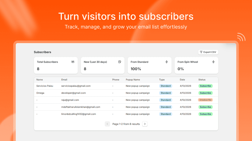 Grow Your Email List with Spin Wheel & Popups.