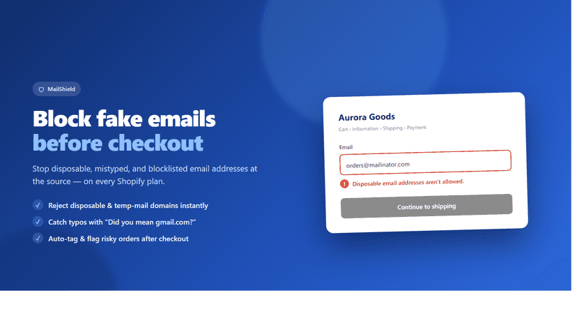 Block fake and disposable emails at checkout