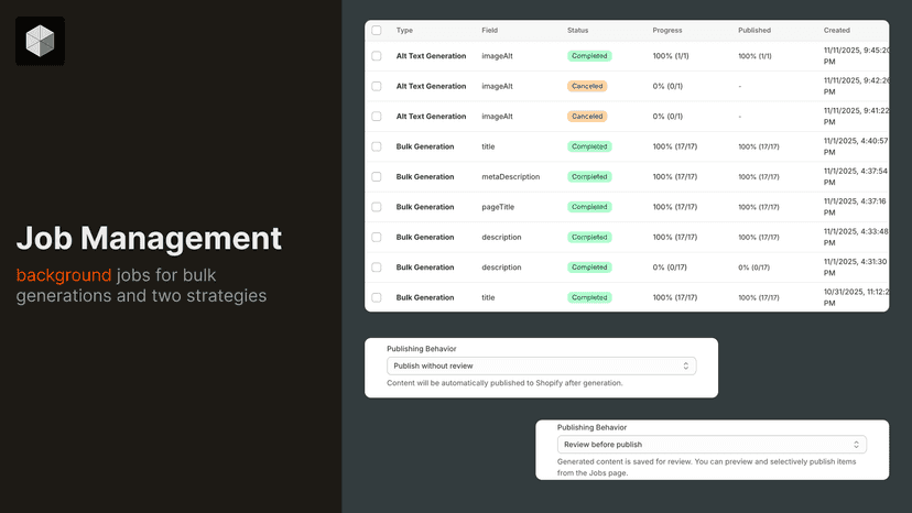 job management for bulk operations