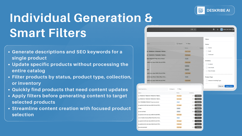 Individual generation and filters