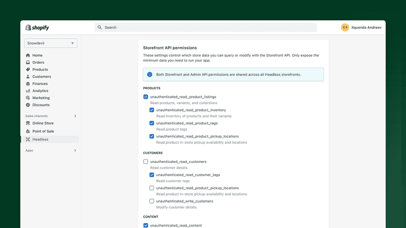 Storefront API permission control