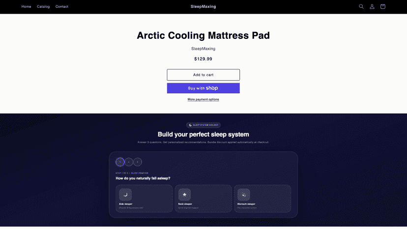 Sleep quiz step 1 asking how the customer naturally falls asleep