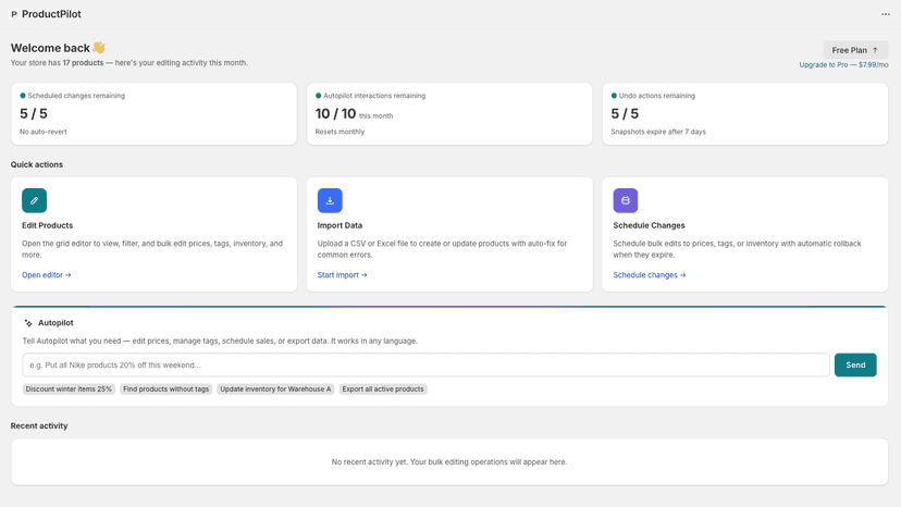 ProductPilot Dashboard