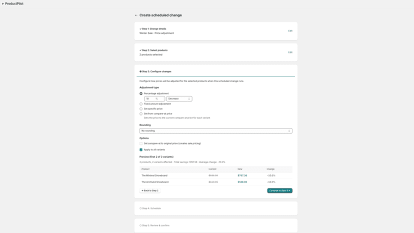 ProductPilot Scheduled Changes