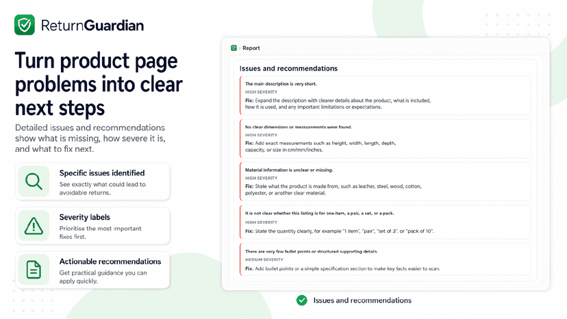 Turn product page problems into clear next steps