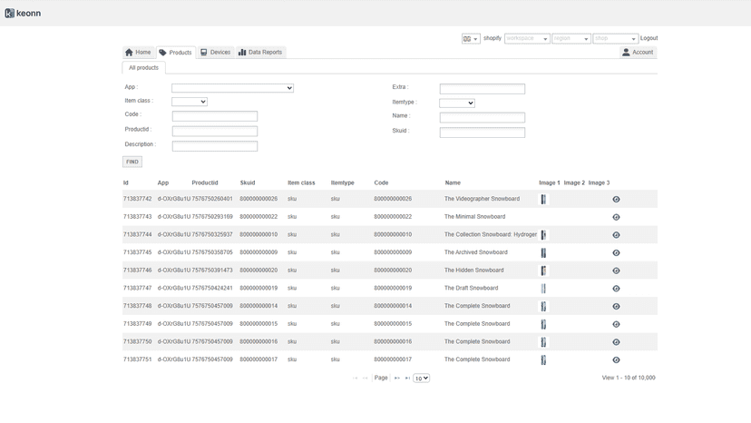 Store products sync in Keonn cloud