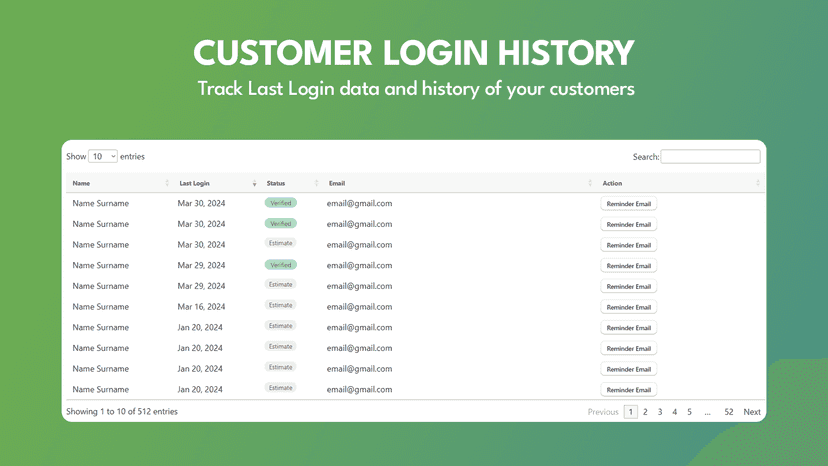 Customer Login History