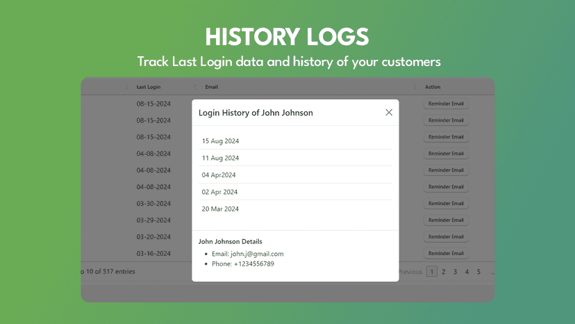 Customer Login History Logs