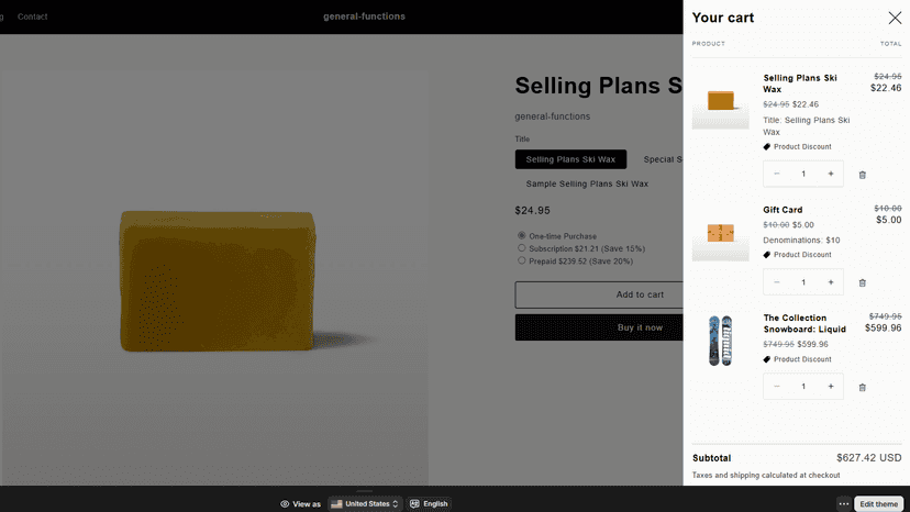 Discounts in cart