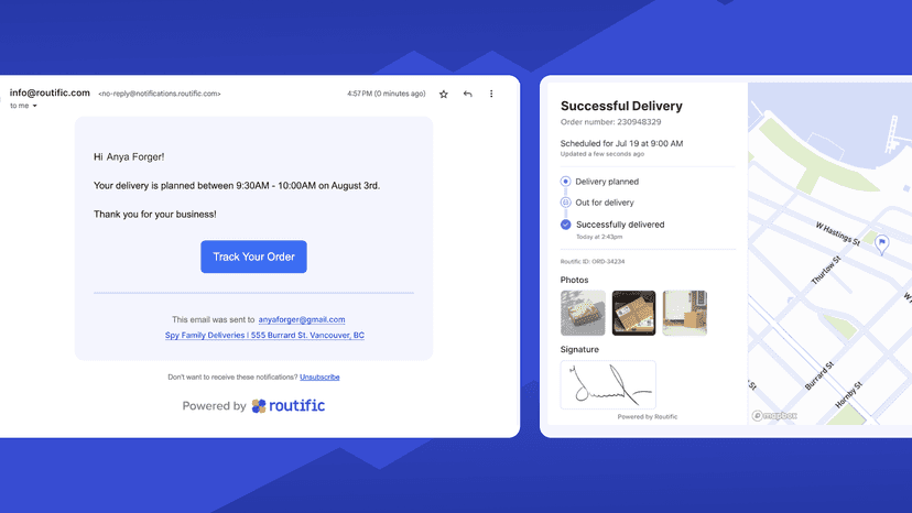 Automated notifications with delivery ETAs and live tracking