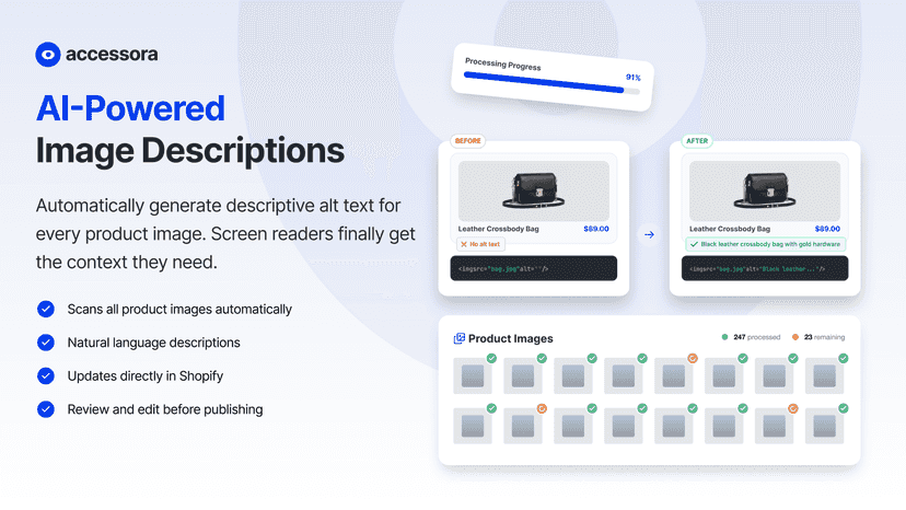 AI-powered alt text generation for Shopify product images