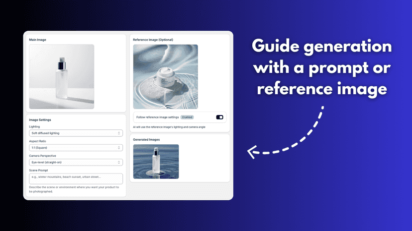 Guide product photo generation with a reference image