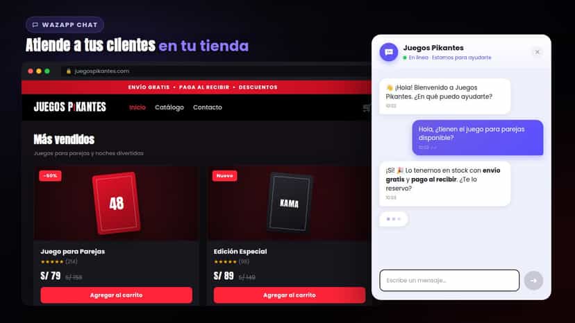 Chat de Wazapp en una tienda online: el cliente pregunta por un