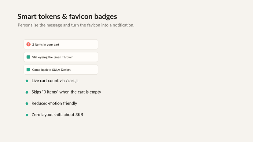 Message tokens and a favicon notification badge