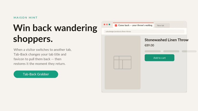Browser tab title and favicon change to win back shoppers