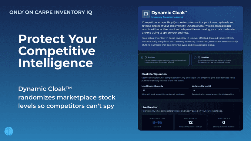 Dynamic Cloak real vs randomized inventory values config