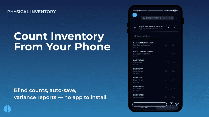 Mobile physical inventory counting from phone browser