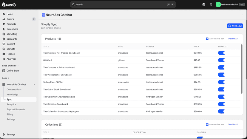 Sync Shopify store automatically