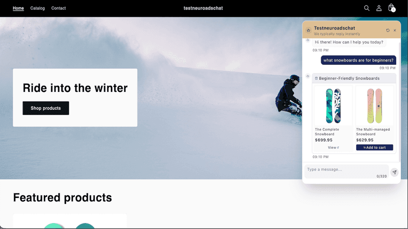 Shop and add to cart with chatbot