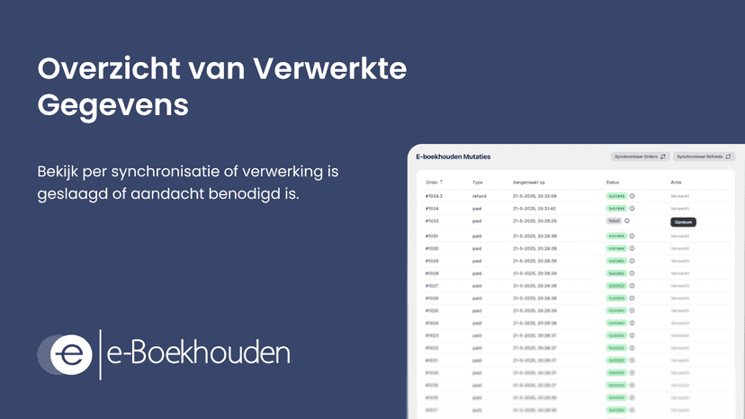 Shopify e-boekhouden koppeling mutatie overzicht