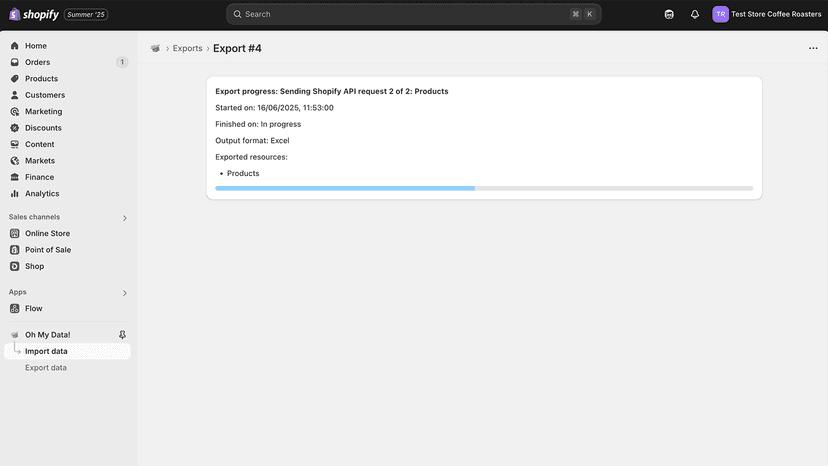 Real-time progress - very fast thanks to Bulk Operations API