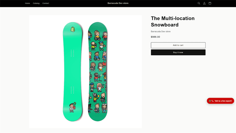 Storefront product page with the live expert call button