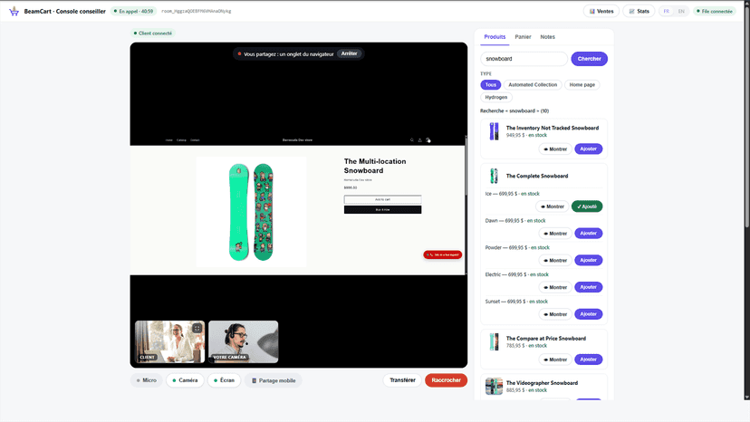 Live video call filling the shopper cart in real time