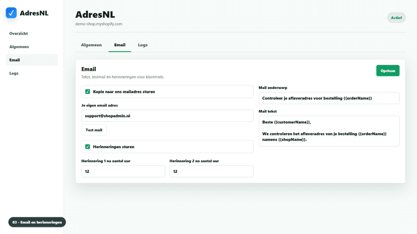 email instellingen