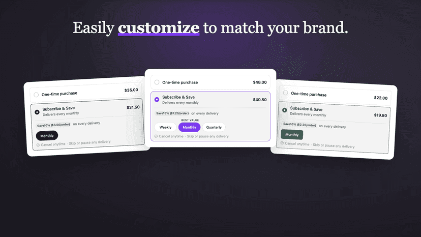 Amoni Subscriptions widget customisation showcase