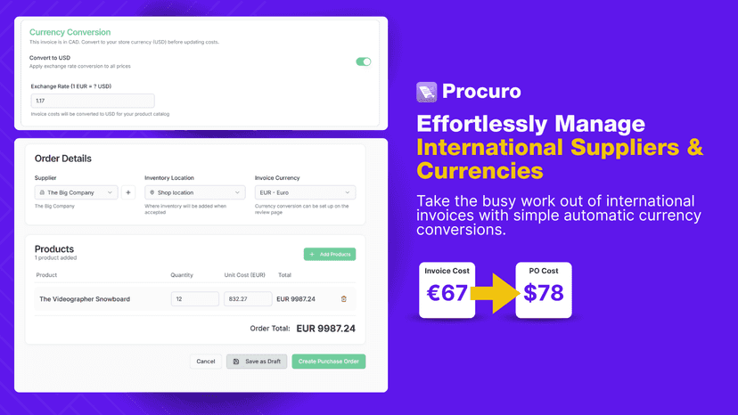 Effortlessly Manage International Suppliers & Currencies