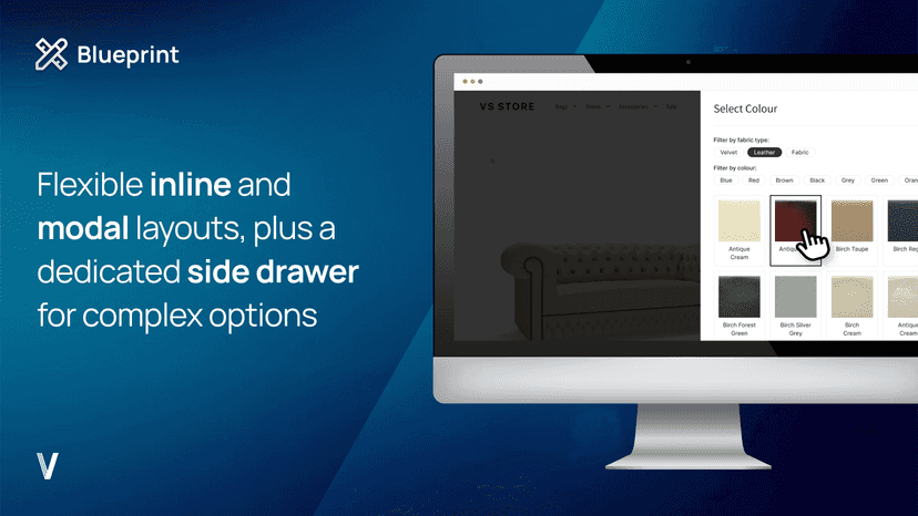 Flexible inline and modal layouts, plus a dedicated side drawer