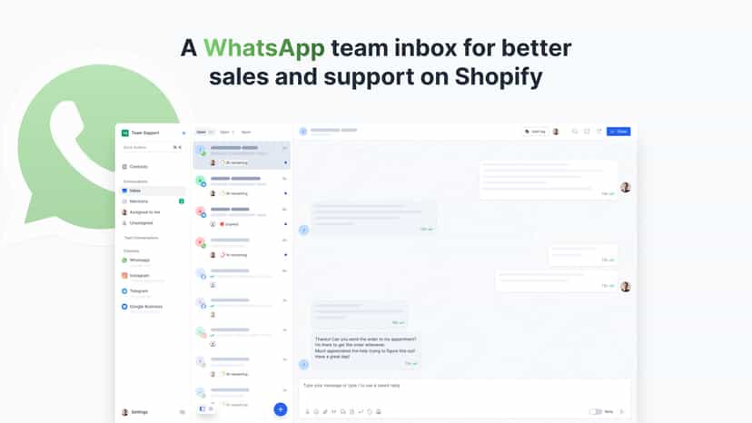 A WhatsApp team inbox for better sales and support over Shopify